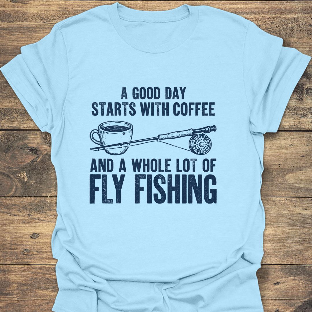 Coffee And Fly Fishing - Light Blue t-shirt