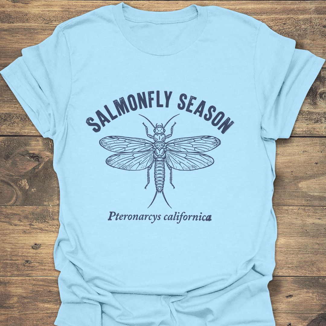 Salmonfly Season - Light Blue t-shirt