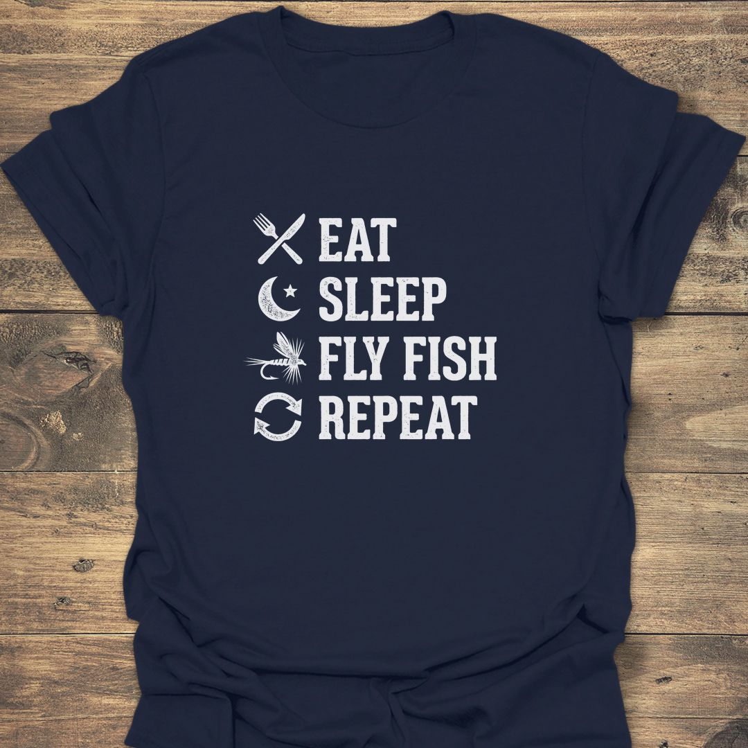 Eat Sleep Fly Fish Repeat - Navy t-shirt