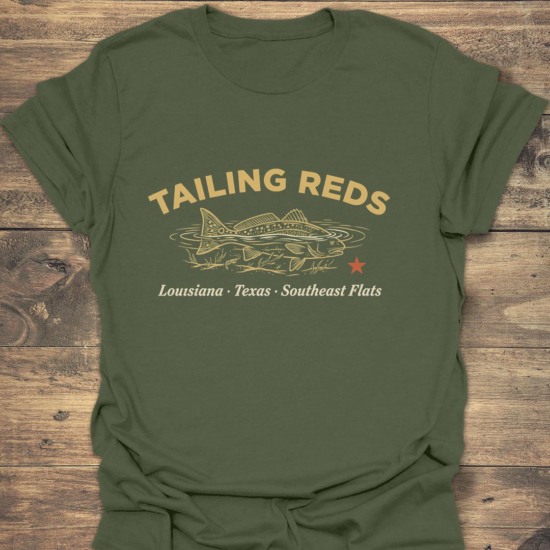 Tailing Reds - Military Green t-shirt