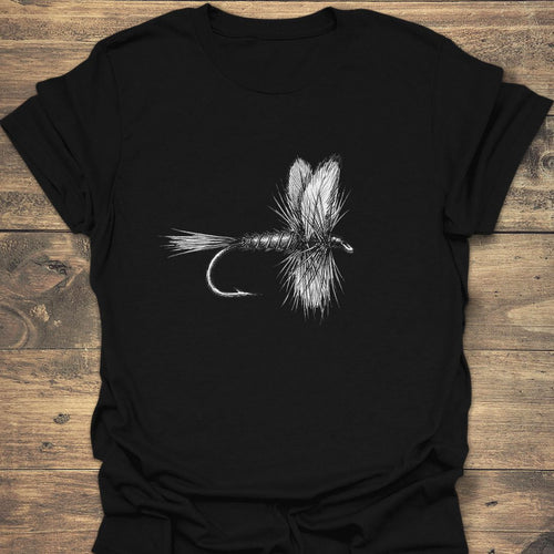 Classic Dry Fly Sketch - Black t-shirt