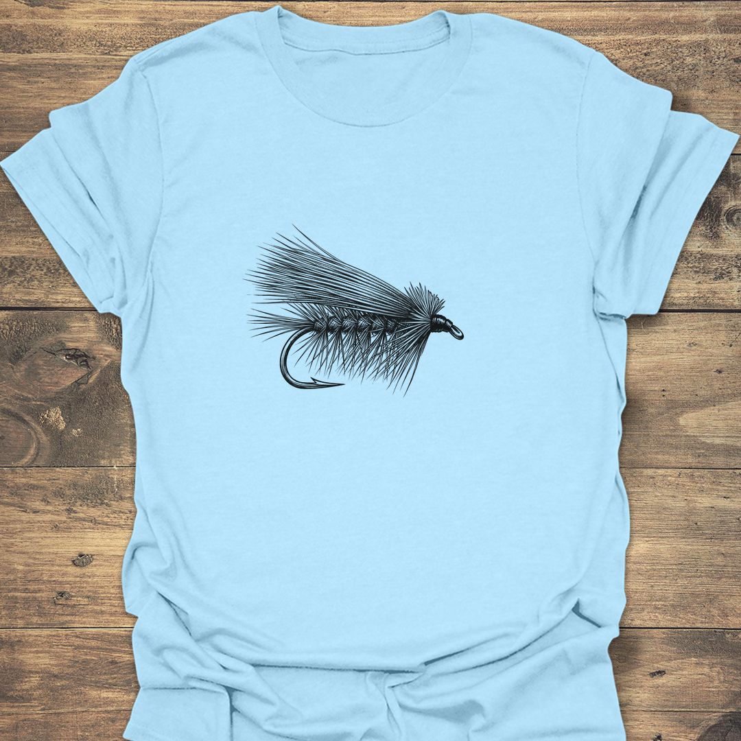 Classic Dry Fly Illustration - Light Blue t-shirt