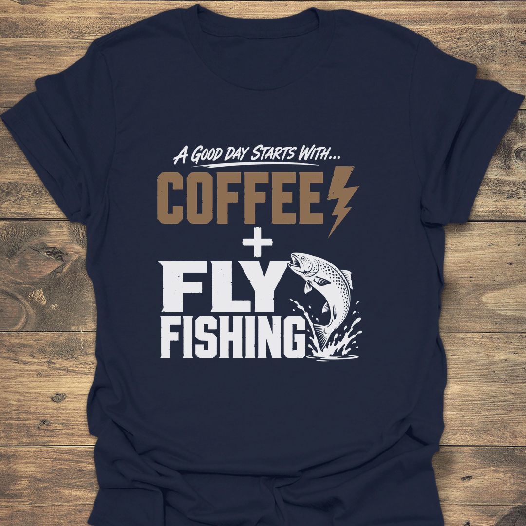 Coffee And Fly Fishing - Navy t-shirt