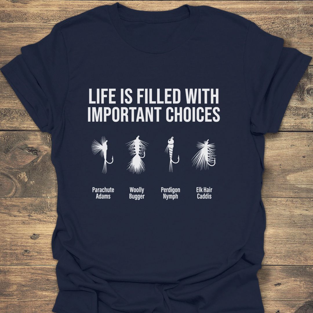 Important Choices Fly Chart - Navy t-shirt
