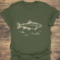 Speckled Trout Sketch - Military Green t-shirt