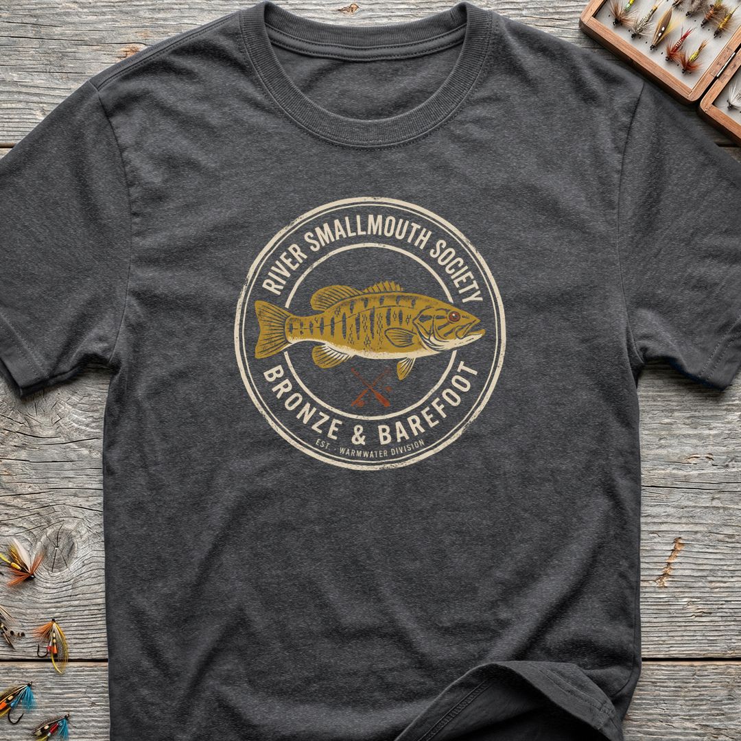 River Smallmouth Society Bronze - Dark Heather t-shirt