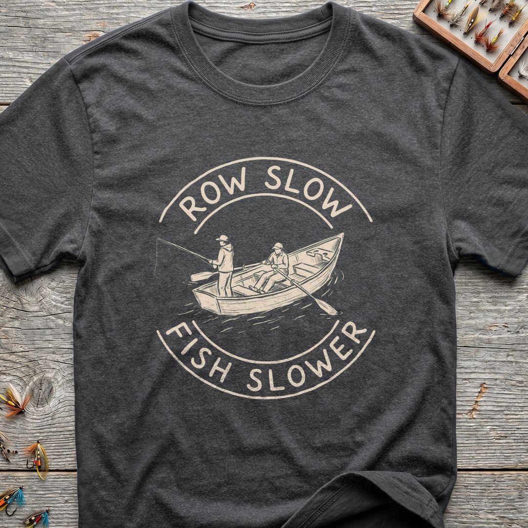 Row Slow Fish Slower - Dark Heather t-shirt