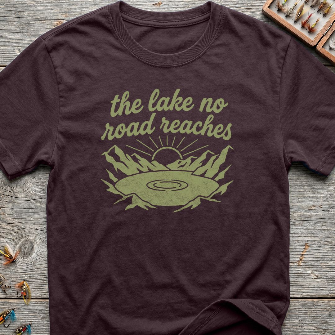 The Lake No Road Reaches - Dark Chocolate t-shirt