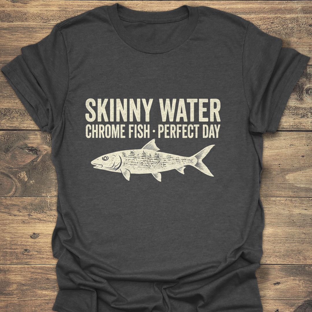 Skinny Water Chrome Fish - Dark Heather t-shirt