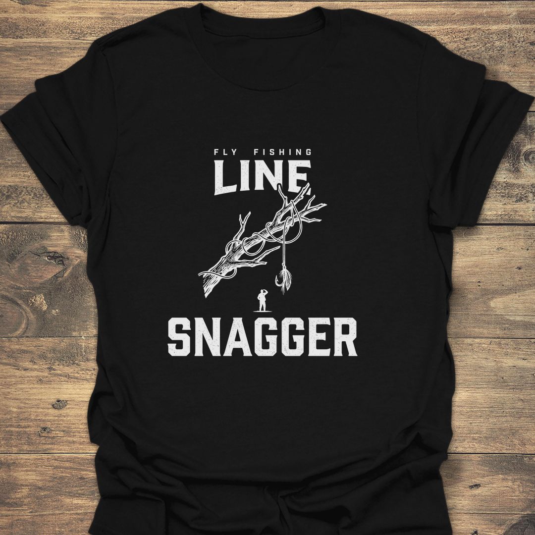 Fly Fishing Line Snagger - Black t-shirt