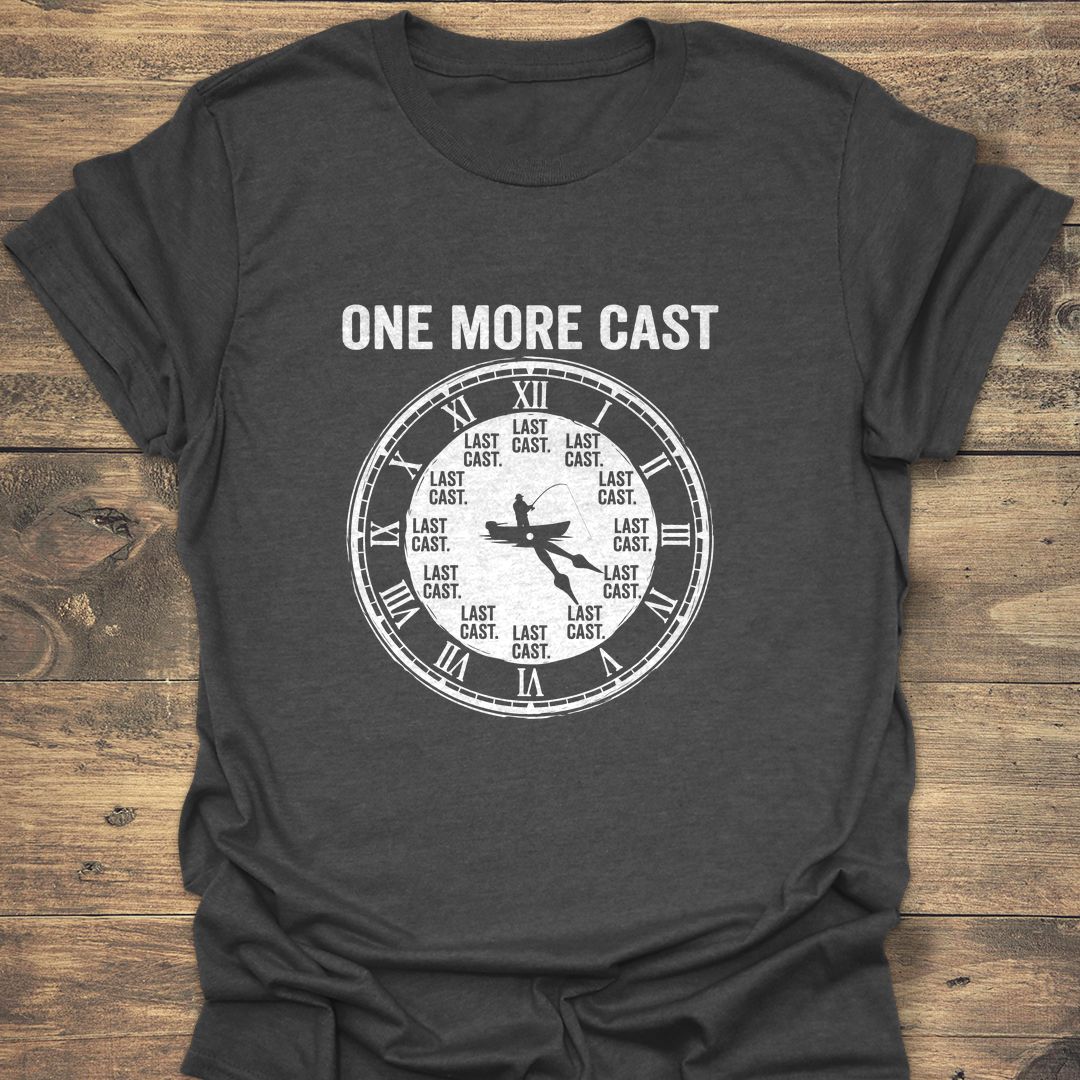 One More Cast Clock - Dark Heather t-shirt