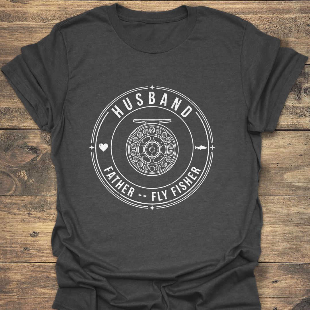 Husband Father Fly Fisher - Dark Heather t-shirt