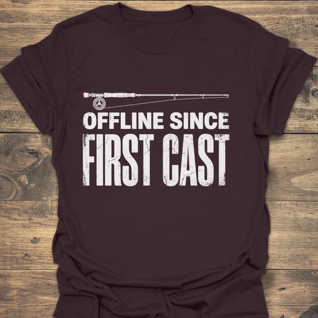 Offline Since First Cast - Dark Chocolate t-shirt