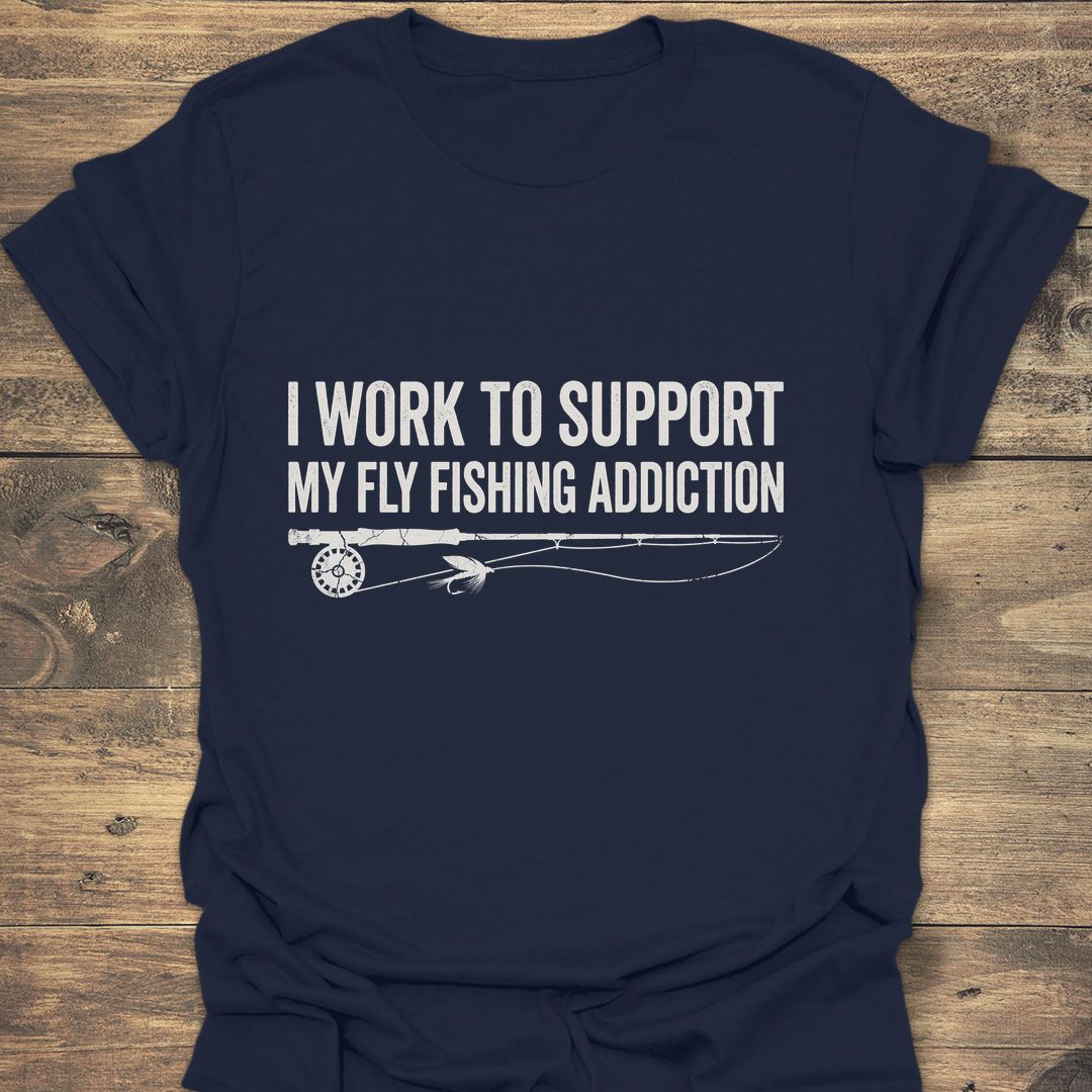 Work To Support Fly Fishing - Navy t-shirt