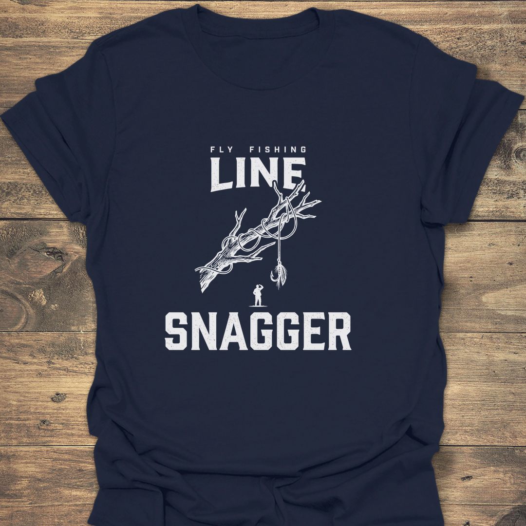 Fly Fishing Line Snagger - Navy t-shirt