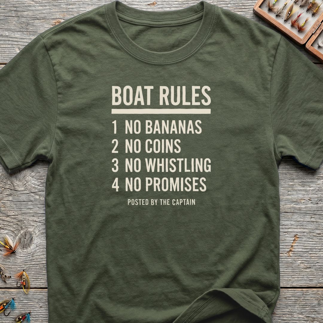 Boat Rules By The Captain - Military Green t-shirt