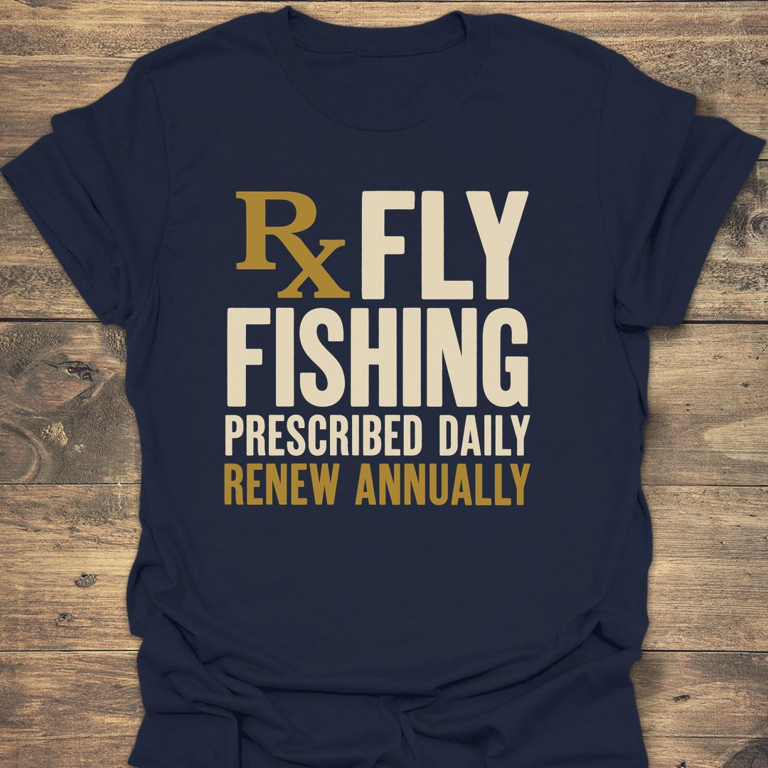 Rx Fly Fishing Prescribed Daily - Navy t-shirt