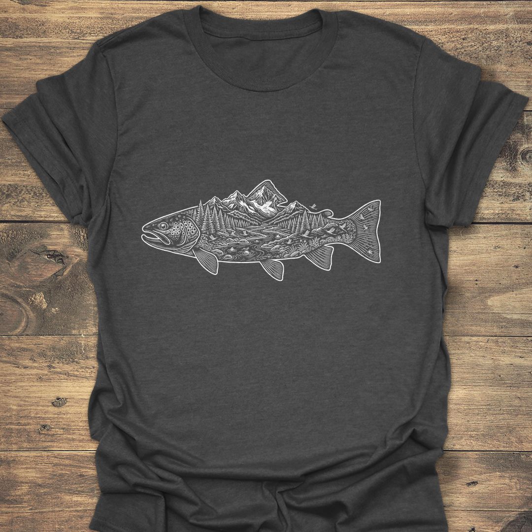 Trout River Valley Scene - Dark Heather t-shirt
