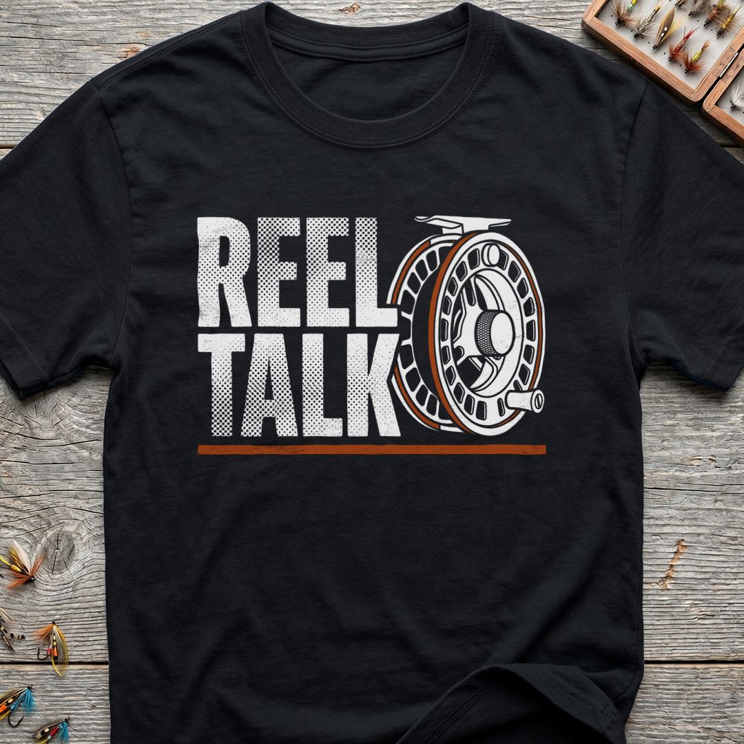 Reel Talk Fly Reel - Black t-shirt