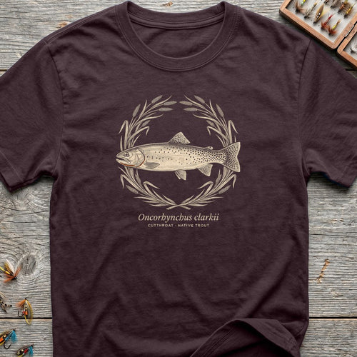 Cutthroat Native Trout Crest - Dark Chocolate t-shirt