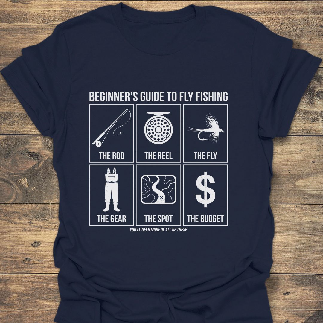 Beginner's Guide To Fly Fishing - Navy t-shirt