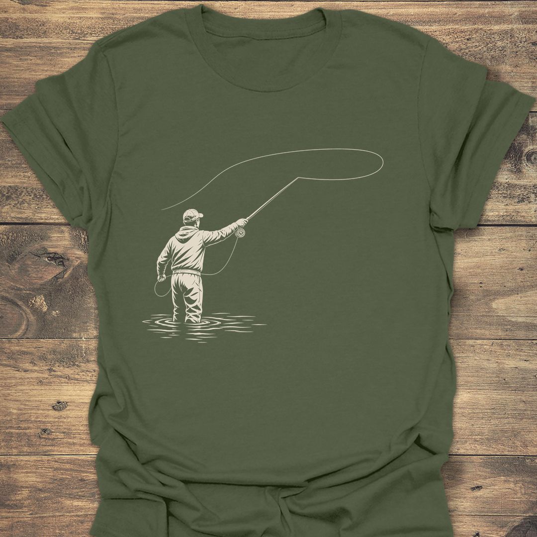 Wading Angler Casting Loop - Military Green t-shirt