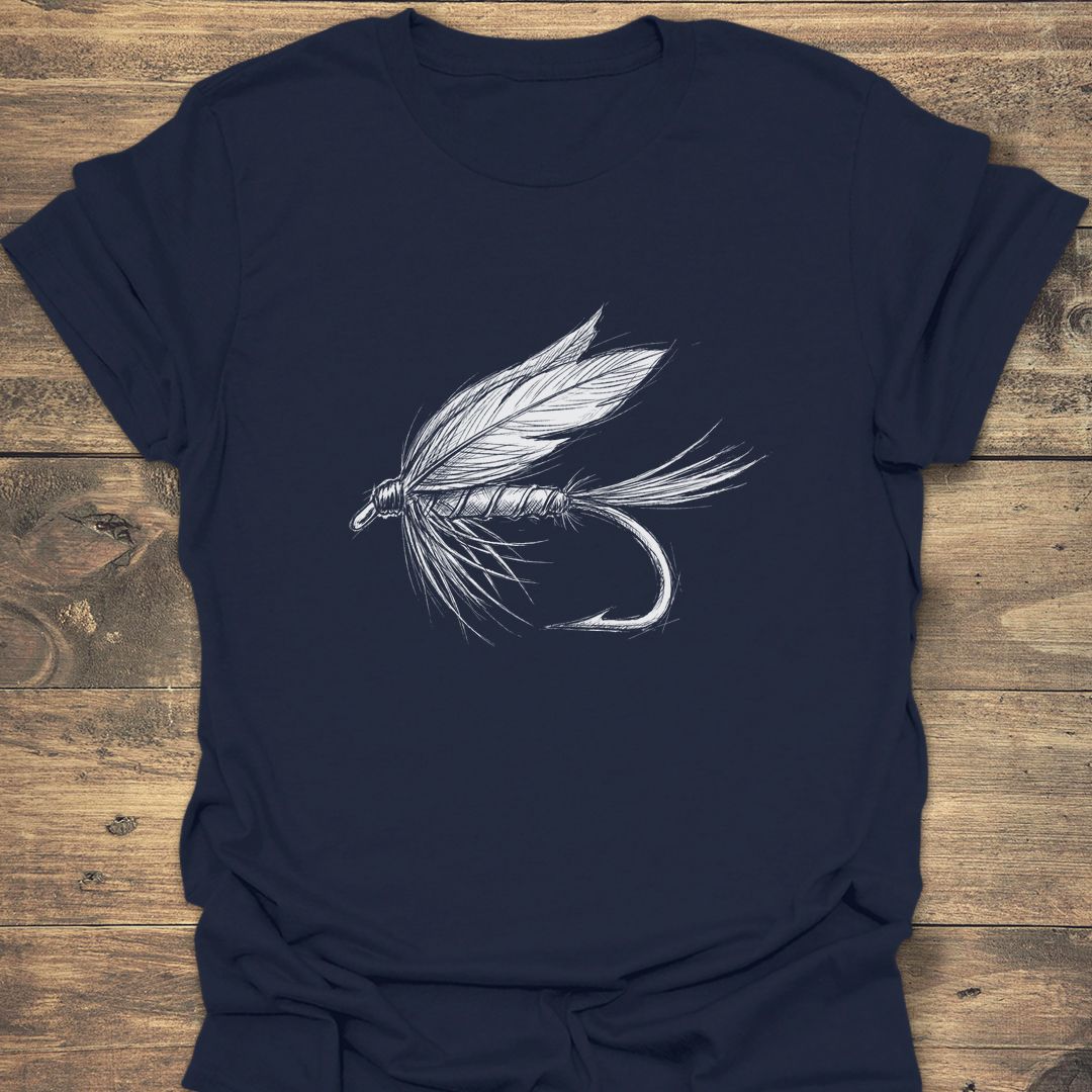 Wet Fly Sketch - Navy t-shirt
