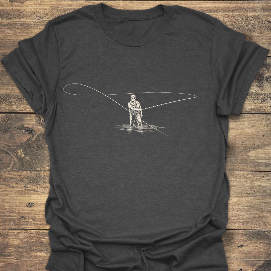 Wading Angler Loop Cast - Dark Heather t-shirt