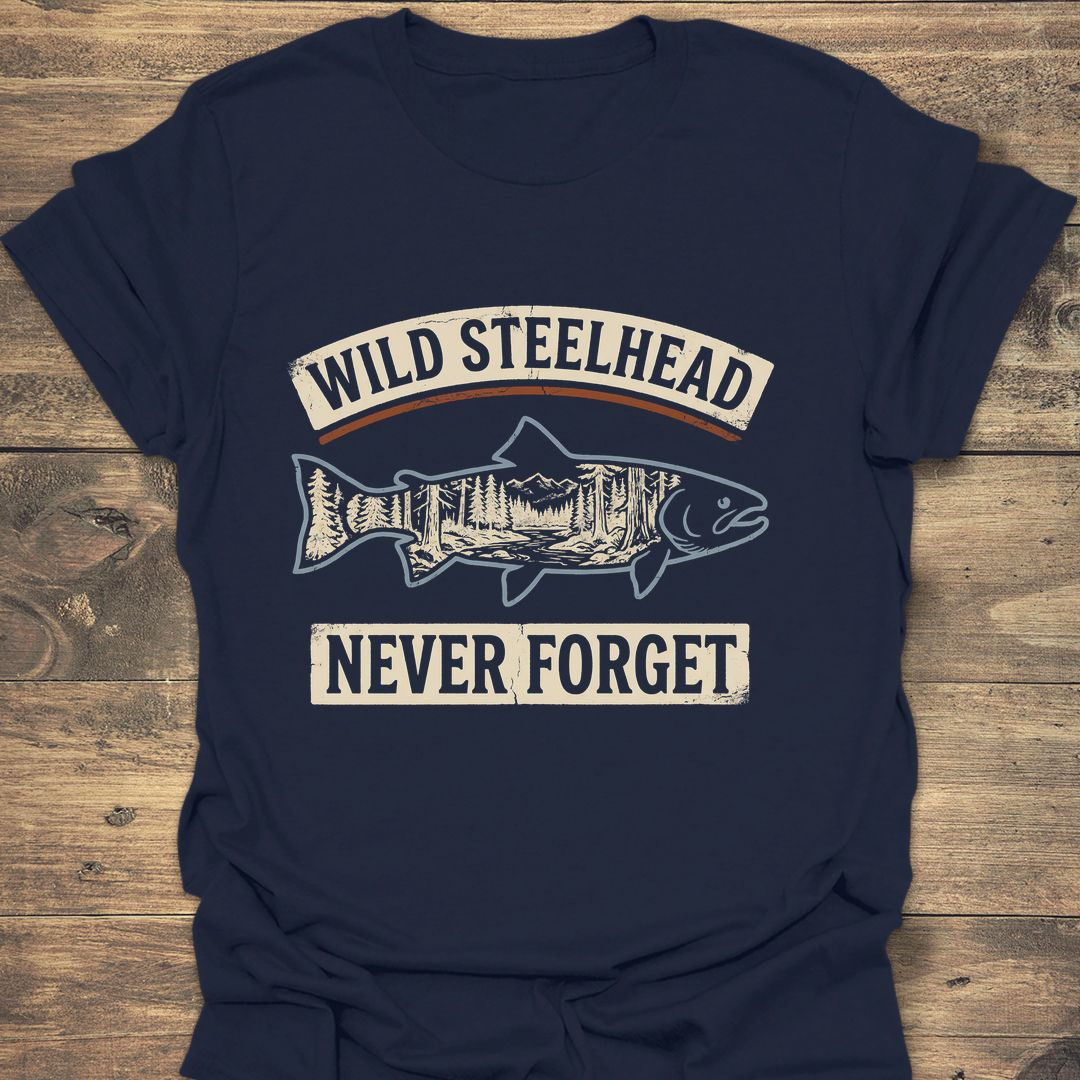 Wild Steelhead Never Forget - Navy t-shirt
