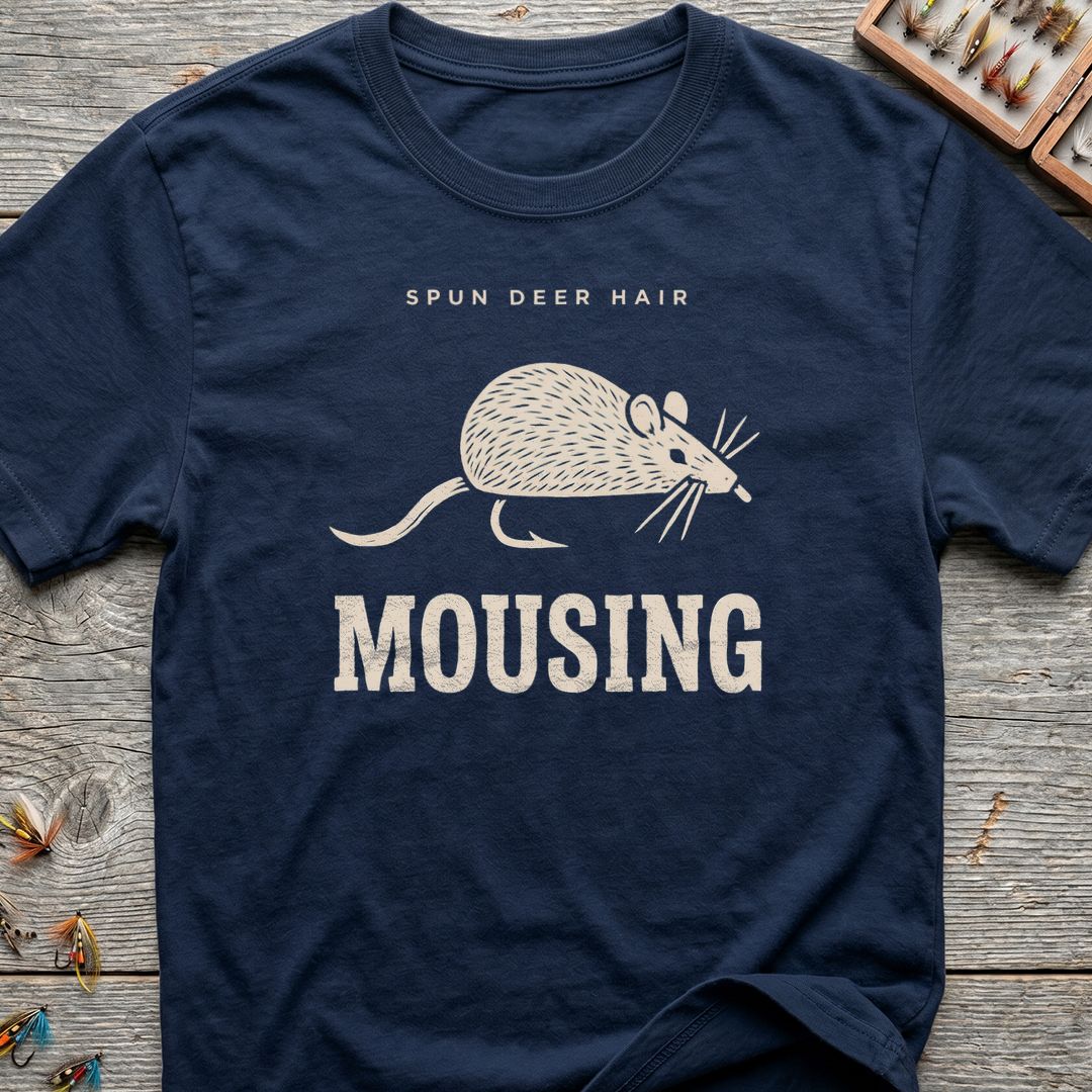 Mousing Spun Deer Hair - Navy t-shirt