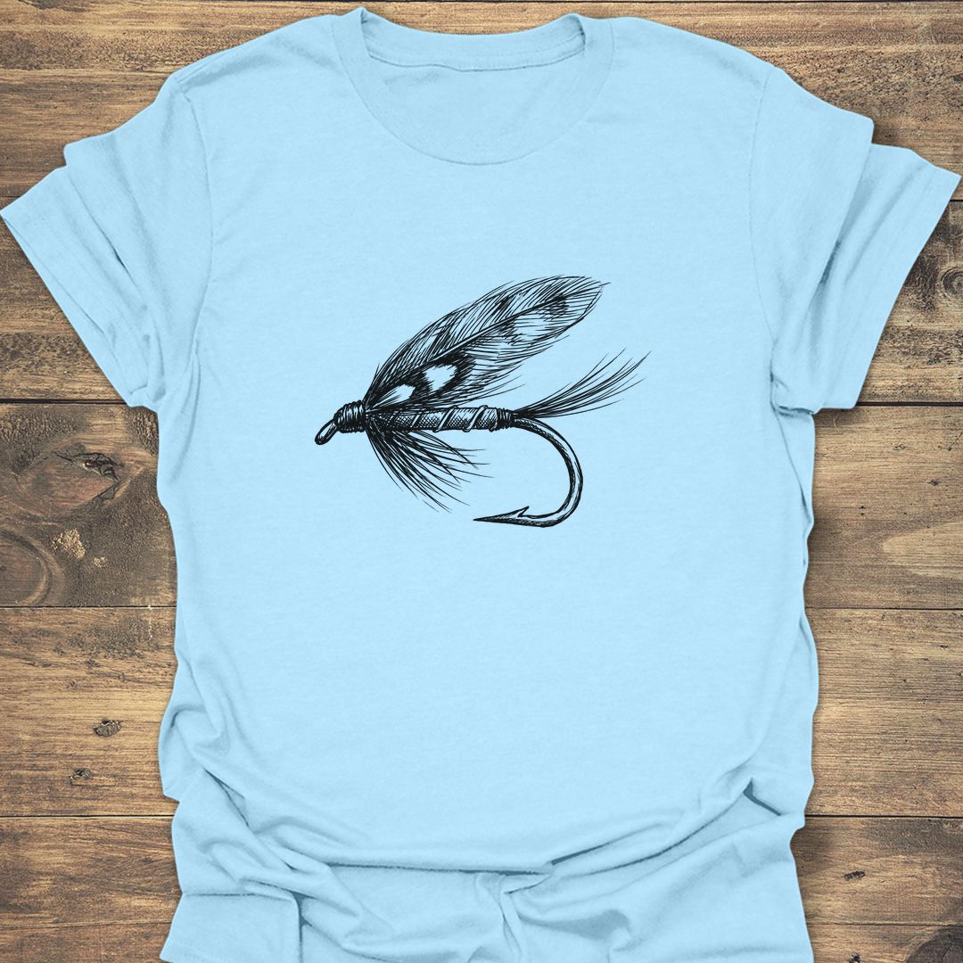 Classic Wet Fly Sketch - Light Blue t-shirt