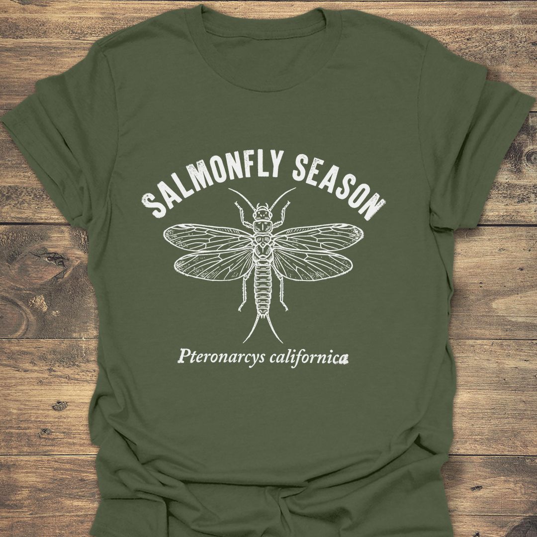 Salmonfly Season - Military Green t-shirt