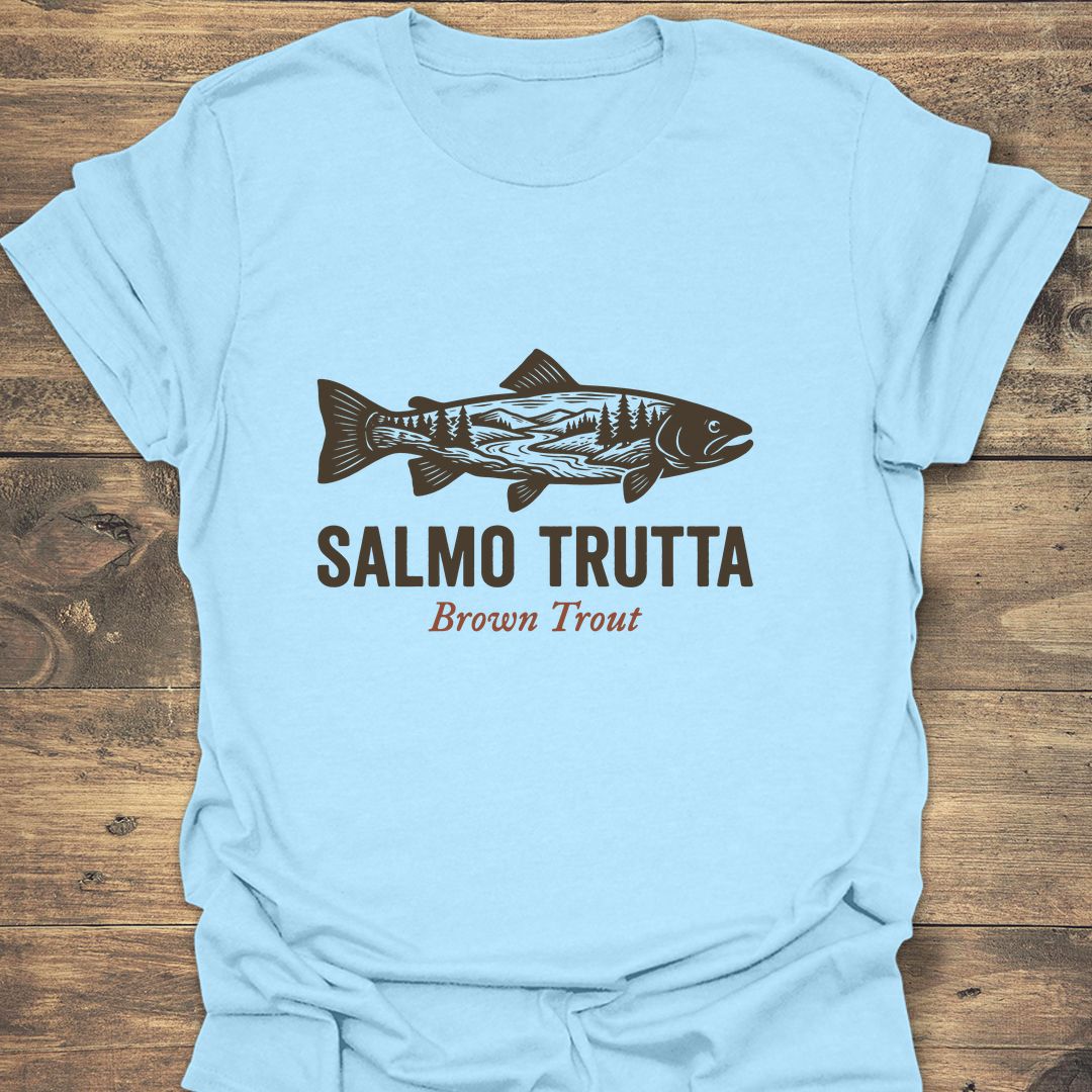 Salmo Trutta Brown Trout - Light Blue t-shirt