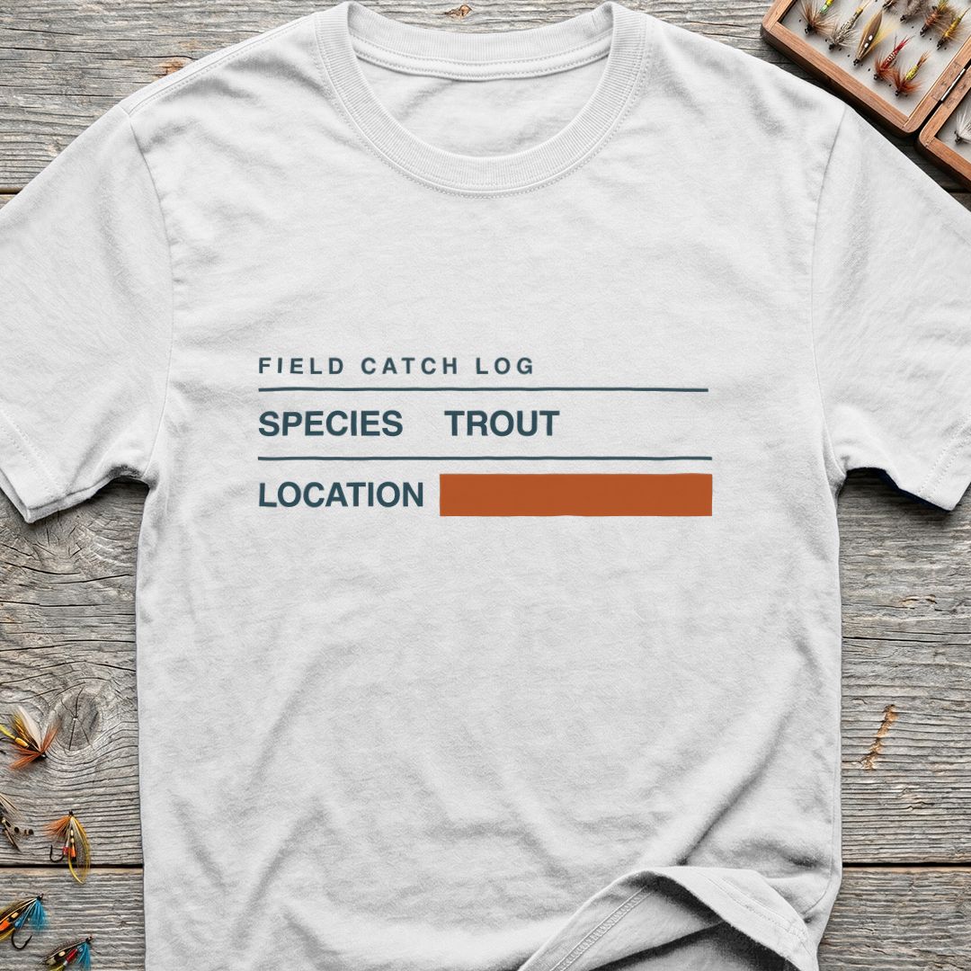 Field Catch Log Trout - White t-shirt