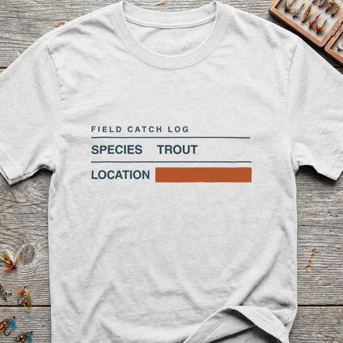 Field Catch Log Trout - White t-shirt