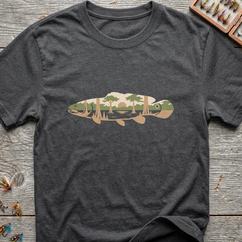 Cypress Swamp Bass Sunset - Dark Heather t-shirt
