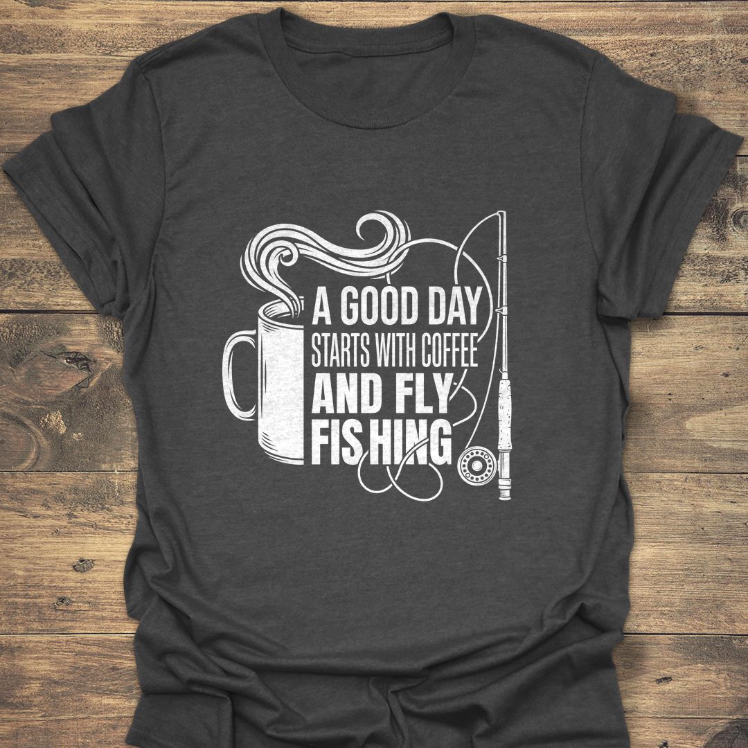 Coffee And Fly Fishing - Dark Heather t-shirt