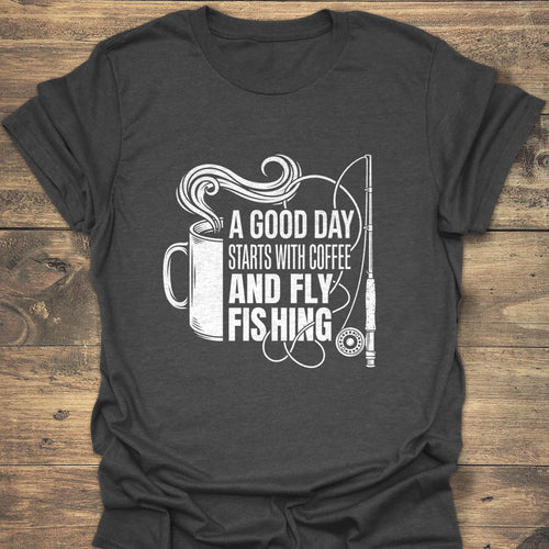 Coffee And Fly Fishing - Dark Heather t-shirt