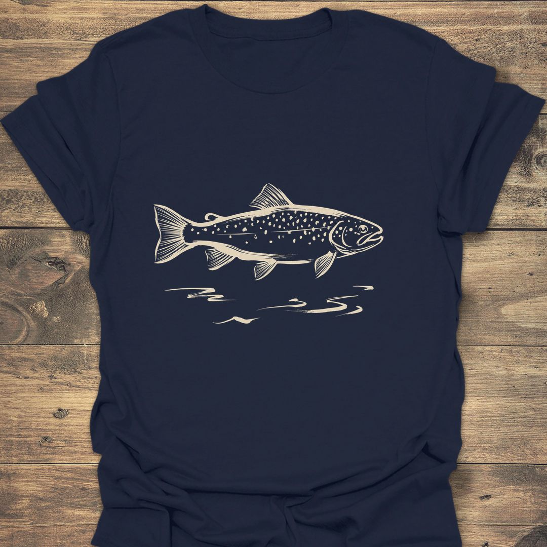 Speckled Trout Sketch - Navy t-shirt