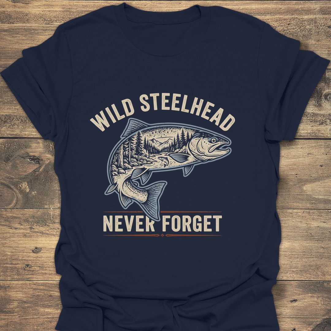 Wild Steelhead Never Forget - Navy t-shirt