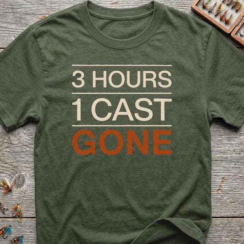 3 Hours 1 Cast Gone - Military Green t-shirt