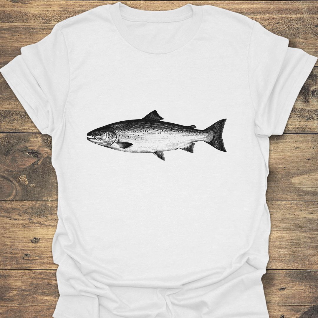 Vintage Atlantic Salmon Illustration - White t-shirt