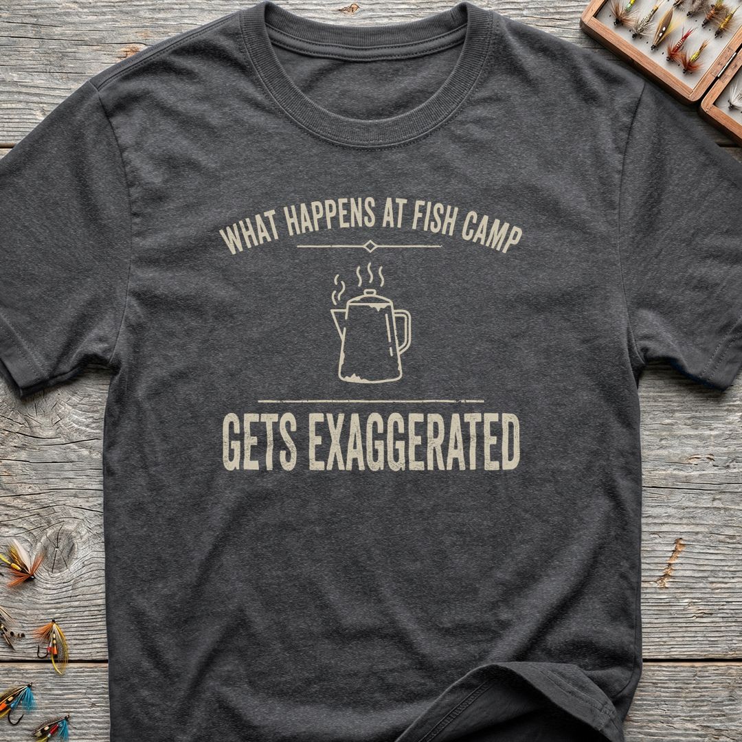 What Happens At Fish Camp - Dark Heather t-shirt