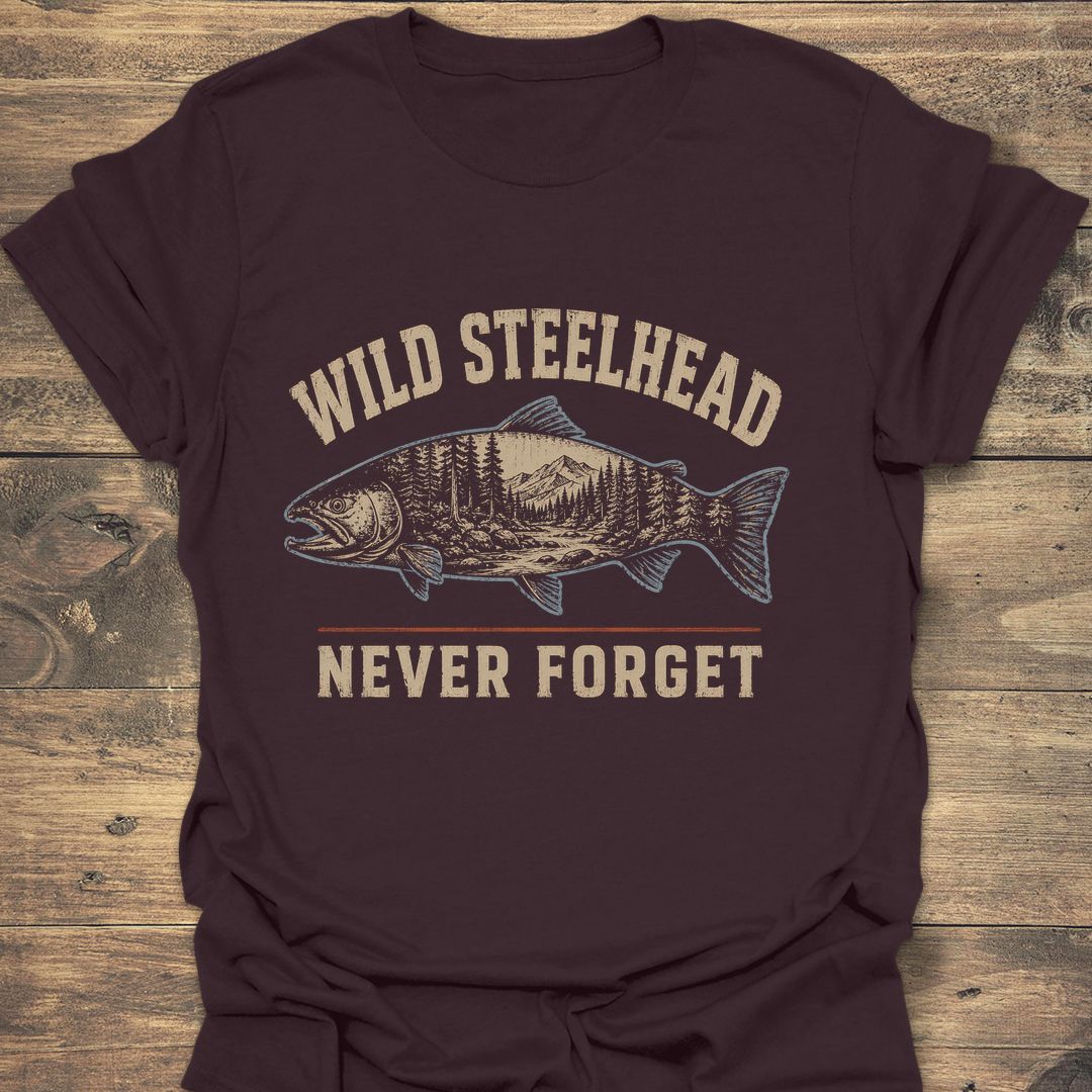 Wild Steelhead Never Forget - Dark Chocolate t-shirt