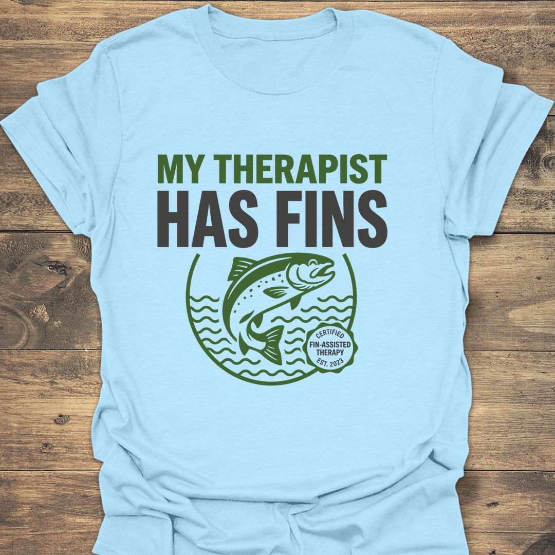 My Therapist Has Fins - Light Blue t-shirt