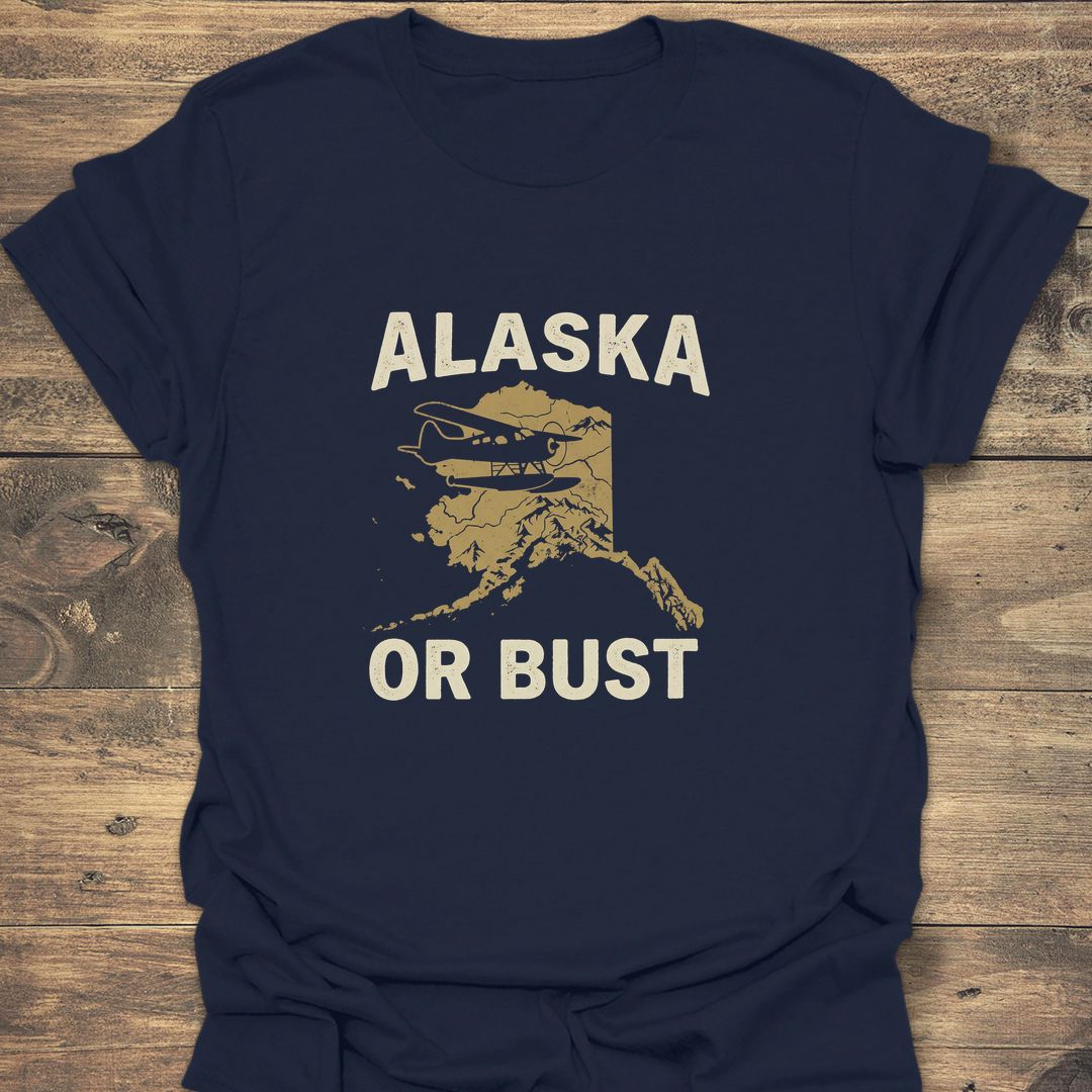 Alaska Or Bust Bush Plane - Navy t-shirt