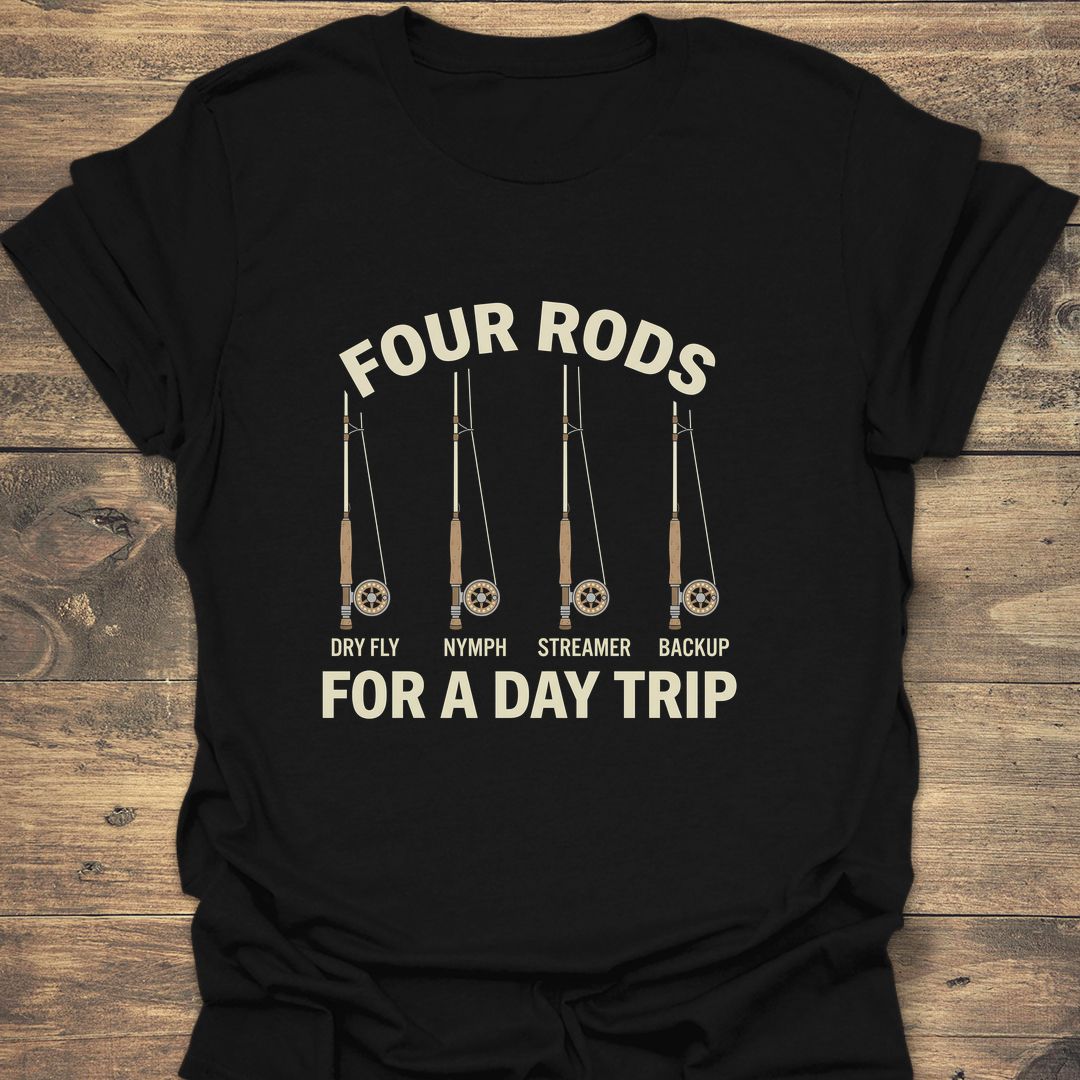 Four Rods For A Day - Black t-shirt