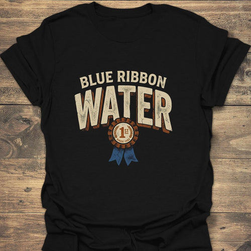 Blue Ribbon Water - Black t-shirt