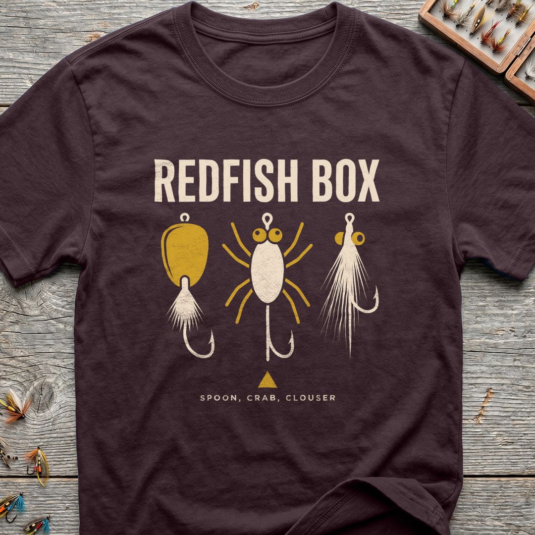 Redfish Box Fly Trio - Dark Chocolate t-shirt