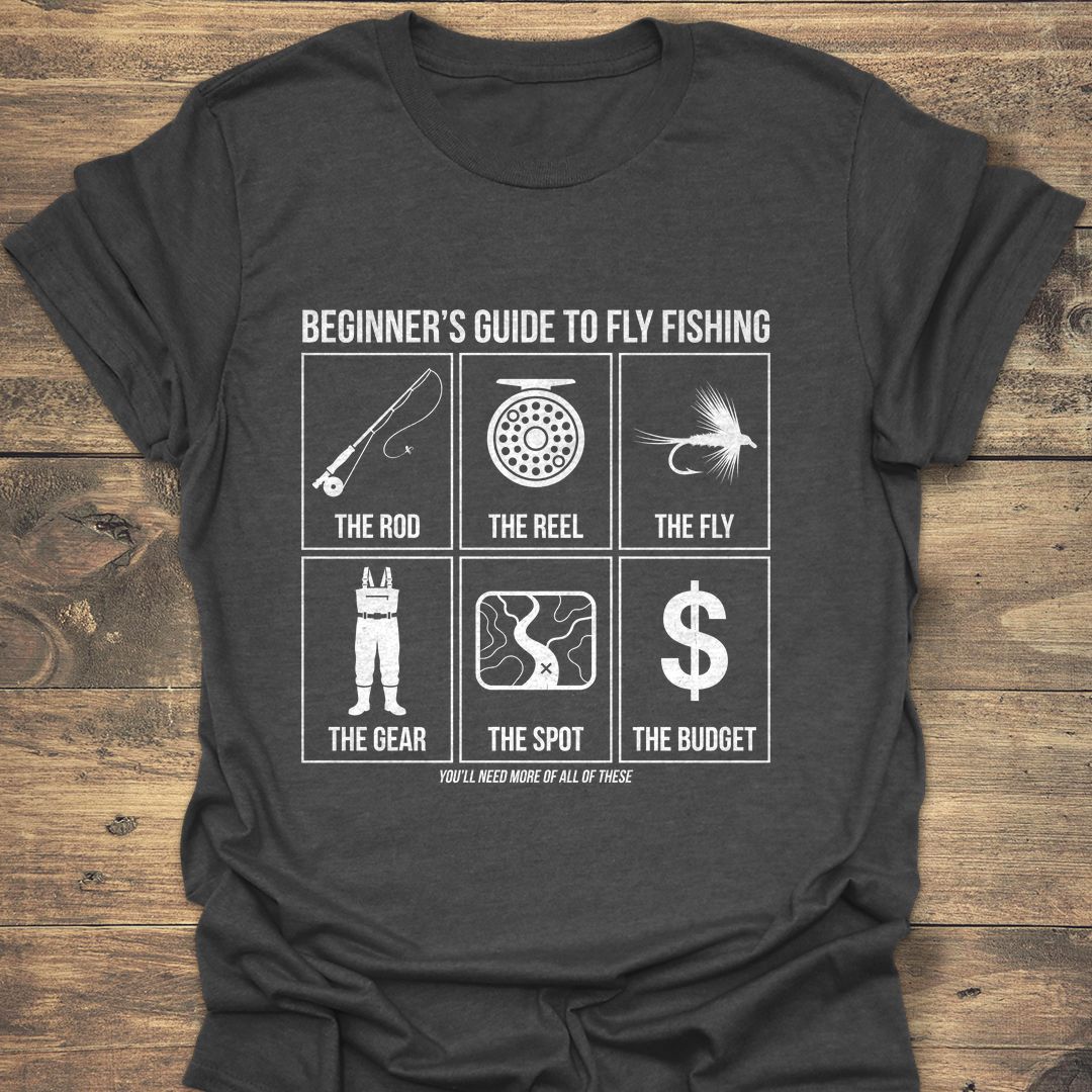 Beginner's Guide To Fly Fishing - Dark Heather t-shirt